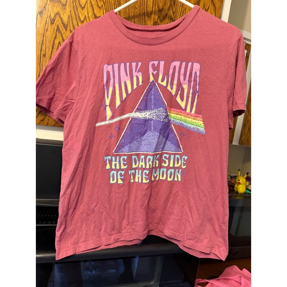 Pink Floyd Dark Side of the Moon Graphic Tee Rose Pink Rock Band T-Shirt L